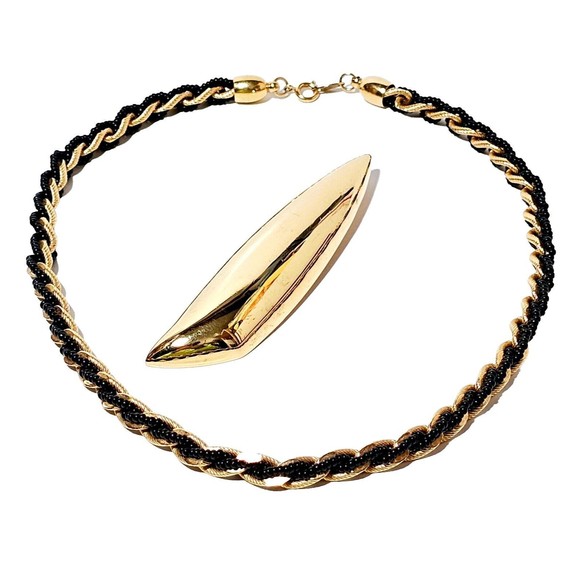 TRIFARI LOT Brooch & Chain Rope Necklace Seed Bead Statement VTG EUC Valentine! - Picture 2 of 12